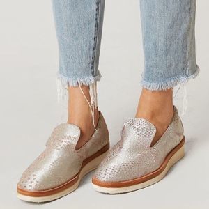 Free People Anthropologie silver Loafer 38